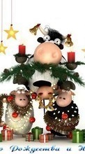 Ladda ner Holidays, New Year, Christmas, Xmas, Cows bilden till mobilen.
