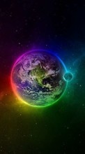 Ladda ner Universe, Moon, Landscape, Planets, Rainbow bilden till mobilen.