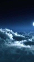 Ladda ner Moon, Sky, Night, Clouds, Landscape bilden till mobilen.