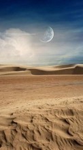 Ladda ner Moon, Clouds, Landscape, Sand, Desert bilden till mobilen.