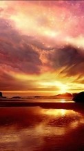 Ladda ner Sea, Sky, Clouds, Landscape, Sun, Sunset bilden 1024x768 till mobilen.