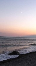 Ladda ner Landscape, Water, Sunset, Sky, Sea, Beach bilden 240x400 till mobilen.