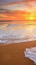 Ladda ner Landscape, Sunset, Sky, Sea, Beach bilden 240x400 till mobilen.
