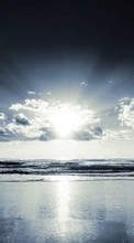 Ladda ner Landscape, Sky, Sea, Sun bilden 320x480 till mobilen.