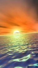 Ladda ner Landscape, Water, Sky, Sea, Sun bilden 320x240 till mobilen.
