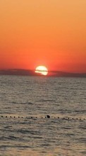 Ladda ner Landscape, Water, Sunset, Sky, Sea, Sun bilden 320x240 till mobilen.