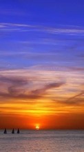 Ladda ner Landscape, Sunset, Sky, Sea, Sun bilden till mobilen.