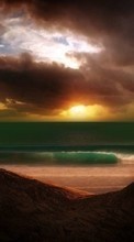 Ladda ner Landscape, Sunset, Sky, Sea, Sun bilden 320x240 till mobilen.