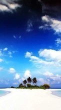 Ladda ner Sea, Clouds, Palms, Landscape, Sand bilden till mobilen.