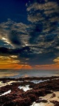 Ladda ner Sea, Clouds, Landscape, Beach, Sunset bilden till mobilen.