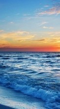 Ladda ner Sea, Clouds, Landscape, Waves, Sunset bilden till mobilen.