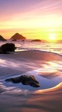 Ladda ner Landscape, Sunset, Sea, Sun, Beach bilden 320x480 till mobilen.