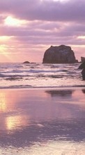 Ladda ner Sea, Landscape, Waves, Sunset bilden till mobilen.