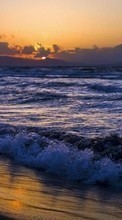 Ladda ner Sea,Landscape,Waves,Sunset bilden till mobilen.