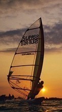 Ladda ner Sport, Sunset, Sea, Windsurfing bilden 1080x1920 till mobilen.
