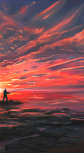 Ladda ner Sea, Sunset, Art bilden till mobilen.