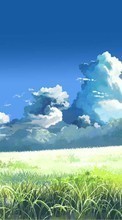 Ladda ner Landscape, Grass, Sky, Clouds, Drawings bilden till mobilen.