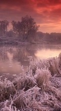 Ladda ner Landscape, Winter, Sunset, Sky, Lakes bilden 320x480 till mobilen.