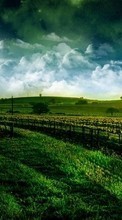 Ladda ner Landscape, Fields, Sky, Art bilden 1024x768 till mobilen.