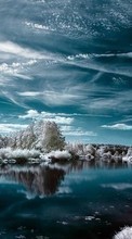 Ladda ner Landscape, Winter, Water, Rivers, Sky bilden 240x400 till mobilen.