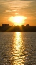 Ladda ner Landscape, Water, Sunset, Sky, Sun bilden 320x240 till mobilen.