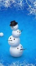 Ladda ner Holidays, Winter, New Year, Christmas, Xmas, Drawings, Snowman bilden 1080x1920 till mobilen.