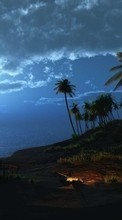 Ladda ner Landscape, Night, Palms bilden 1280x800 till mobilen.