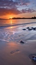 Ladda ner Landscape, Sunset, Sun, Beach bilden 320x240 till mobilen.