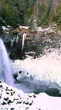 Ladda ner Landscape, Winter, Nature, Waterfalls, Snow bilden 320x480 till mobilen.