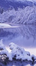Ladda ner Landscape, Winter, Rivers, Snow bilden 128x160 till mobilen.