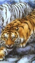 Ladda ner Animals, Tigers, Drawings bilden 1280x800 till mobilen.