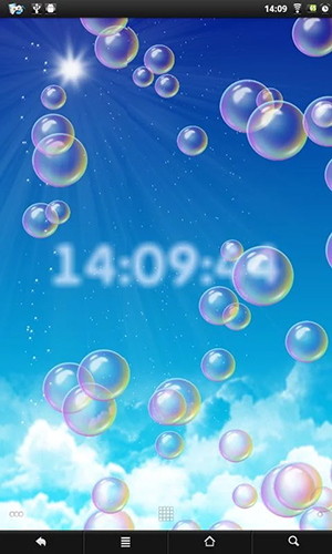 Gratis Bakgrund live wallpaper för Android på surfplattan arbetsbordet: Bubbles & clock.