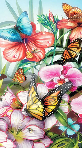 Gratis levande bakgrundsbilder Butterflies by Happy live wallpapers på Android-mobiler och surfplattor.