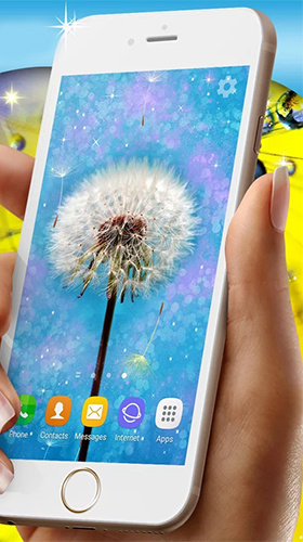 Gratis With clock live wallpaper för Android på surfplattan arbetsbordet: Dandelions.