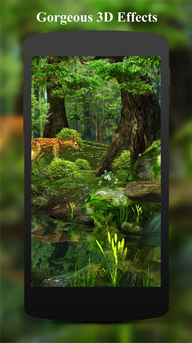 Gratis 3D live wallpaper för Android på surfplattan arbetsbordet: Deer and nature 3D.