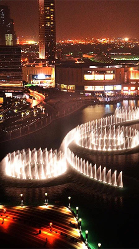 Gratis Interactive live wallpaper för Android på surfplattan arbetsbordet: Dubai fountain.