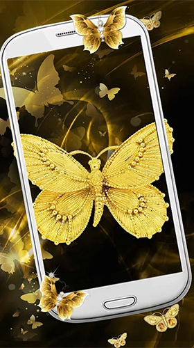 Gratis levande bakgrundsbilder Gold butterfly på Android-mobiler och surfplattor.