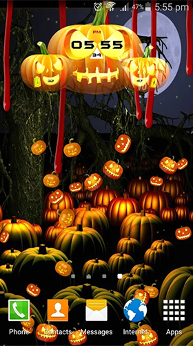 Gratis levande bakgrundsbilder Halloween: Clock på Android-mobiler och surfplattor.