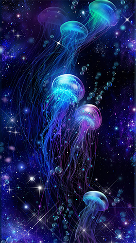 Gratis levande bakgrundsbilder Luminous jellyfish HD på Android-mobiler och surfplattor.