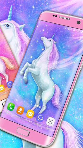 Gratis With clock live wallpaper för Android på surfplattan arbetsbordet: Majestic unicorn.
