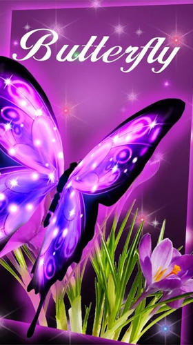 Gratis levande bakgrundsbilder Neon butterfly 3D på Android-mobiler och surfplattor.