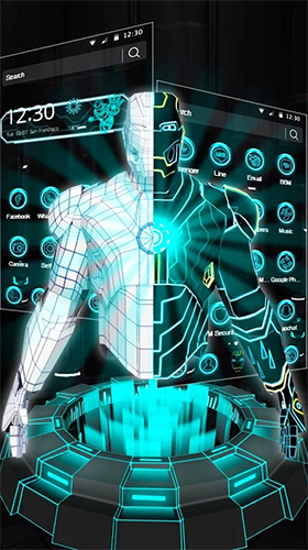 Gratis With clock live wallpaper för Android på surfplattan arbetsbordet: Neon hero 3D.