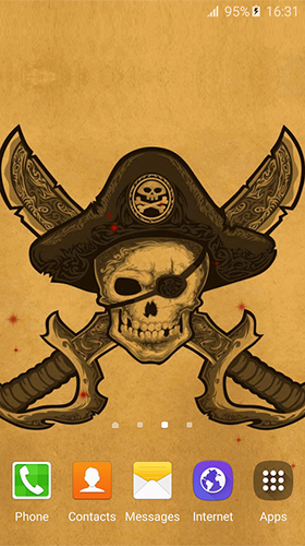 Gratis Interactive live wallpaper för Android på surfplattan arbetsbordet: Pirate flag.
