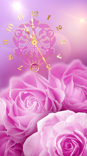 Gratis Blommor live wallpaper för Android på surfplattan arbetsbordet: Rose picture clock by Webelinx Love Story Games.