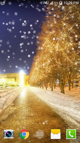 Gratis levande bakgrundsbilder Snowy night by Live wallpaper HD på Android-mobiler och surfplattor.