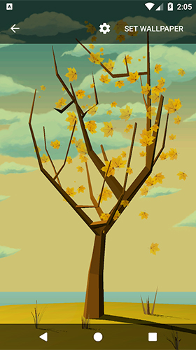 Gratis Landskap live wallpaper för Android på surfplattan arbetsbordet: Tree with falling leaves.