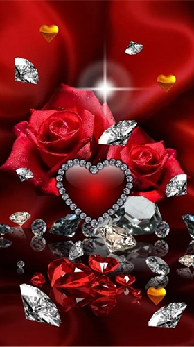 Gratis Blommor live wallpaper för Android på surfplattan arbetsbordet: Valentines Day diamonds.