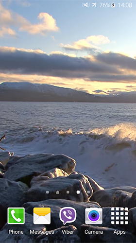 Gratis Landskap live wallpaper för Android på surfplattan arbetsbordet: Waves on rocks.