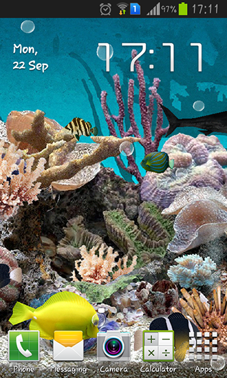 Gratis 3D live wallpaper för Android på surfplattan arbetsbordet: Aquarium 3D.