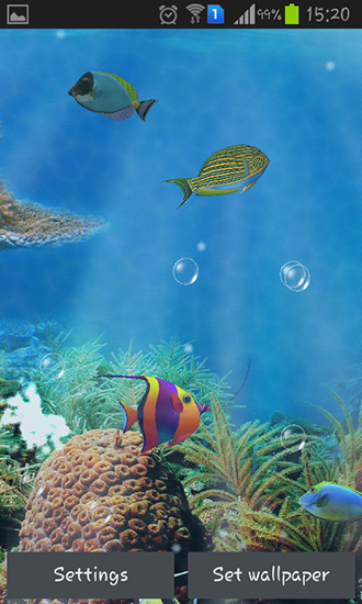 Aquarium and fish - ladda ner levande bakgrundsbilder till Android 4.4.4 mobiler.